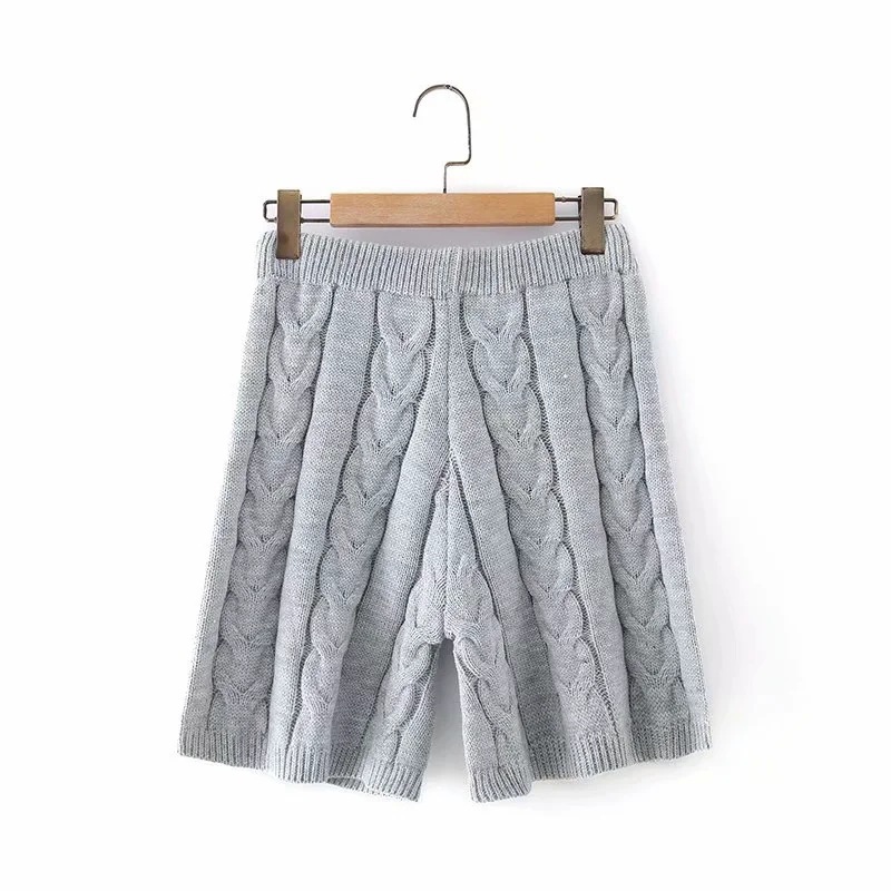 Twisted Knitted Vest High Waist Shorts Casual Suit
