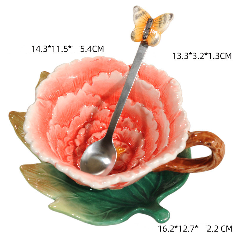 Ceramic Plants And Animal Model Tea Cups And Saucers