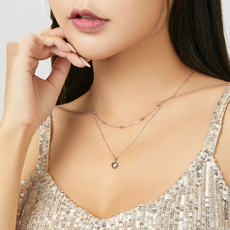 Fashion Sterling Silver S925 Platinum Plated Love Necklace