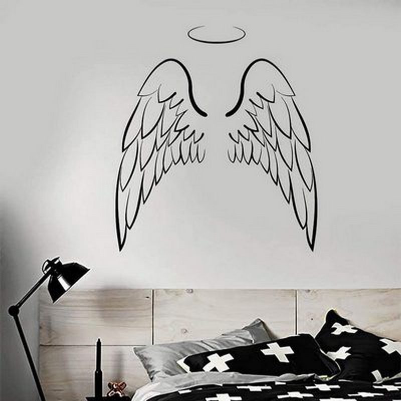 Angel Wings Pattern Creative Carved Wall Sticker Artist's Home Wall Sticker