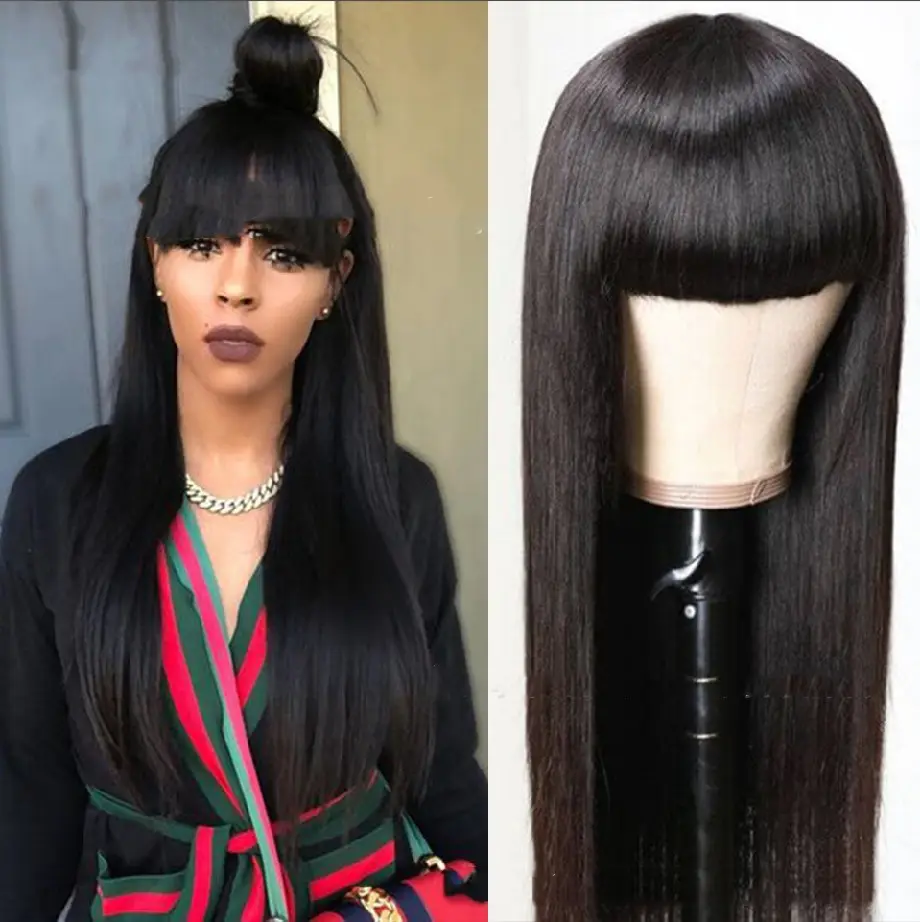 Qi Liuhai Black Long Straight Hair High Temperature Wire