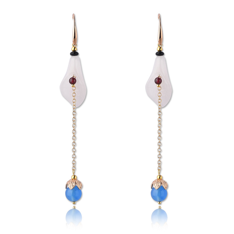 Antique Jade Earrings Temperament Simple Long Earrings