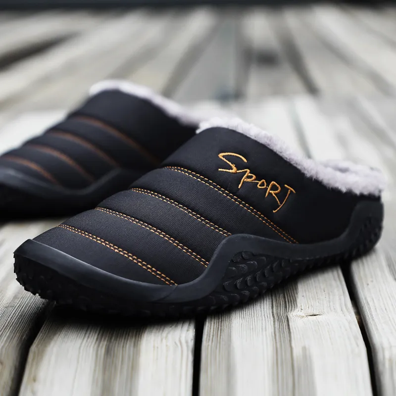 Autumn Winter Cotton Slippers Male Thick - soled Indoor
