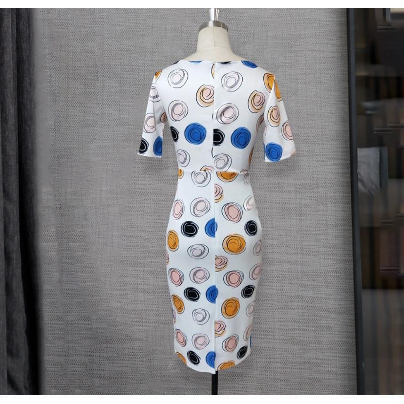 Round Neck Slim Stretch Short Sleeve Women's Dress