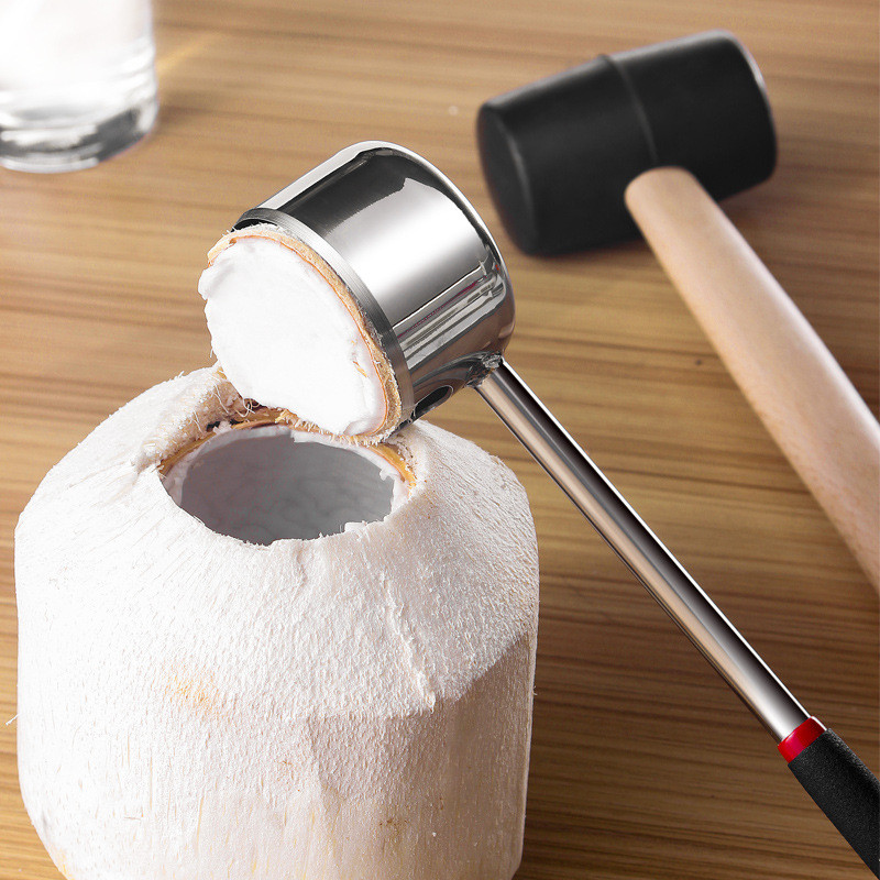 Stainless Steel Coconut Opener Coconut Hammering and Cutting Tool Set