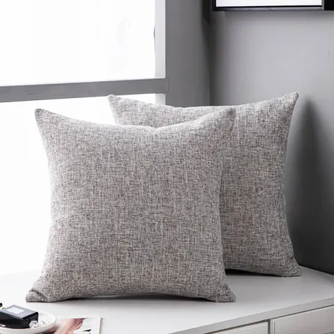 Solid Color Linen Sofa Pillow Cushion Living Room Cover
