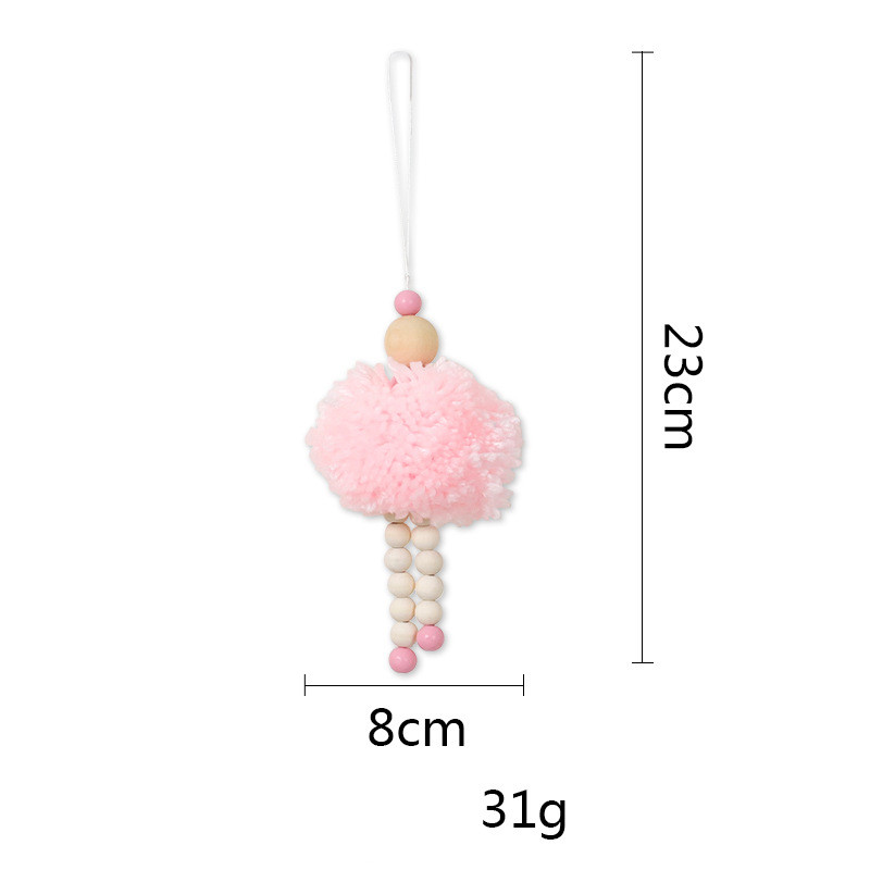 Title 1, Multicolor Hair Ball Wooden Bead Pendant Decora...