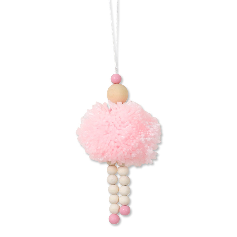 Title 5, Multicolor Hair Ball Wooden Bead Pendant Decora...