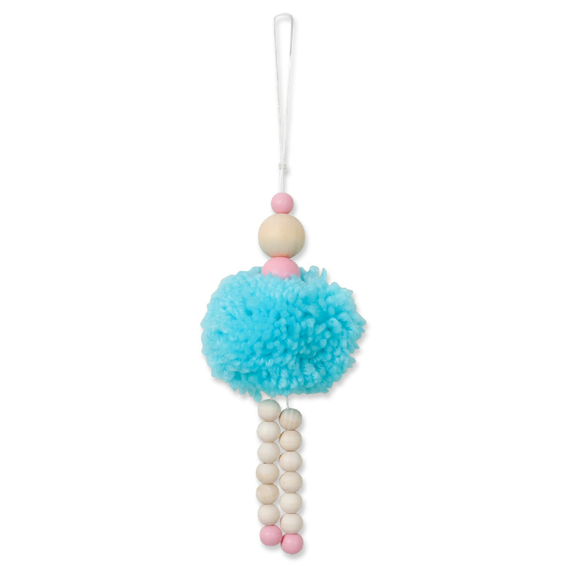 Title 4, Multicolor Hair Ball Wooden Bead Pendant Decora...