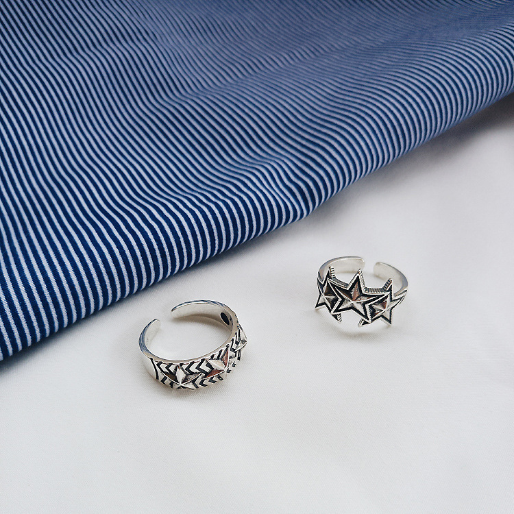 Vintage Rock Big Five-pointed Star Open Ring in Sterling Silver