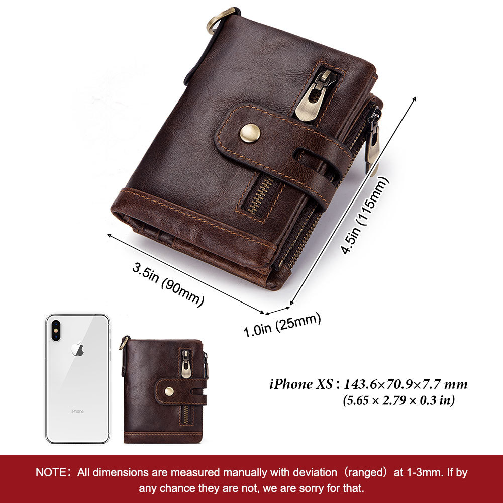 RFID Anti-Theft Swipe Wallet Three-Fold Multi-Card Slot Crazy Horse Leather