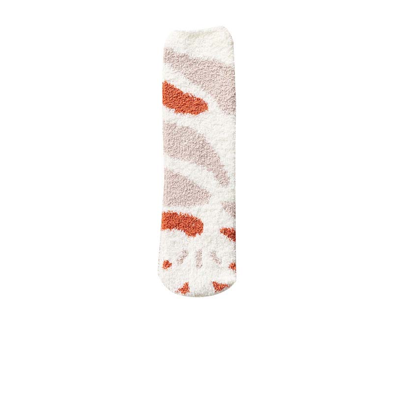 Title 8, Cute Thick Coral Fleece Female Cat Paw Socks