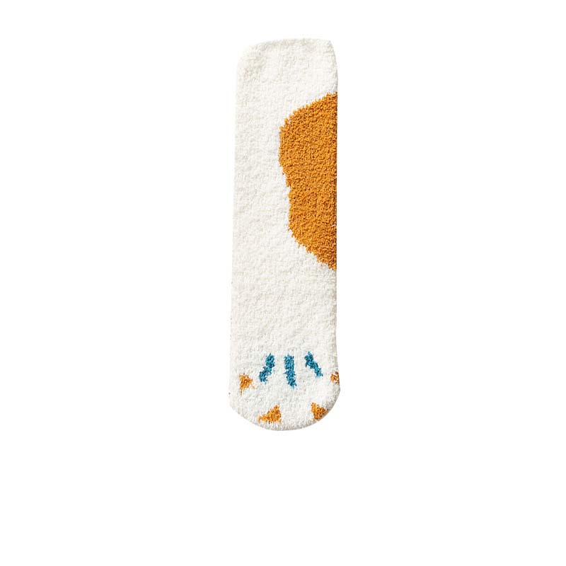 Title 5, Cute Thick Coral Fleece Female Cat Paw Socks