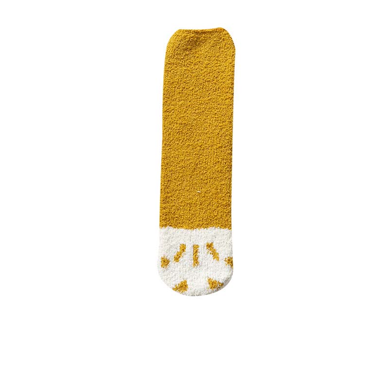 Title 17, Cute Thick Coral Fleece Female Cat Paw Socks