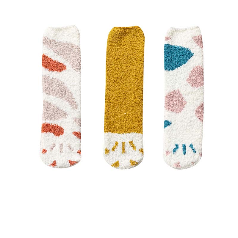 Title 10, Cute Thick Coral Fleece Female Cat Paw Socks