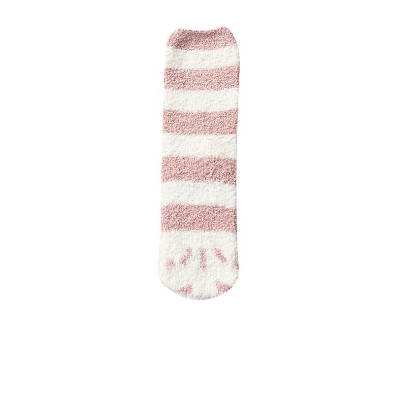 Title 15, Cute Thick Coral Fleece Female Cat Paw Socks