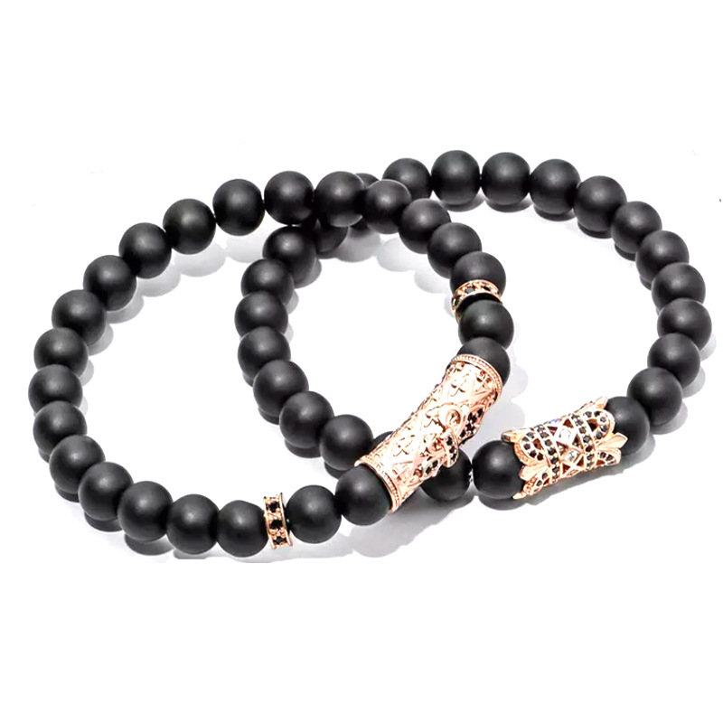 Frosted Stone Micro Zircon Crown Men's and Women's Bracelets