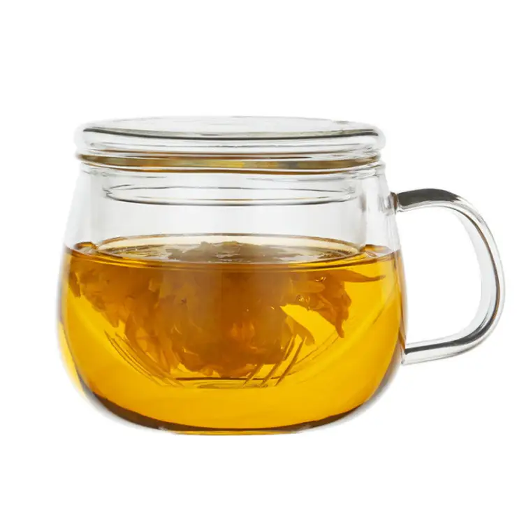 High Borosilicate Glass Cup With Flower Teacup