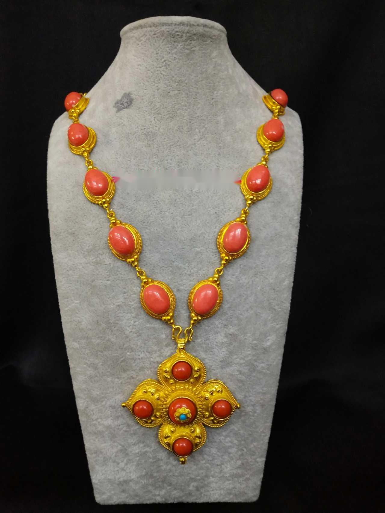 Qiaosheng Tibetan-style Gold-plated Necklace Ethnic Tibetan Accessories