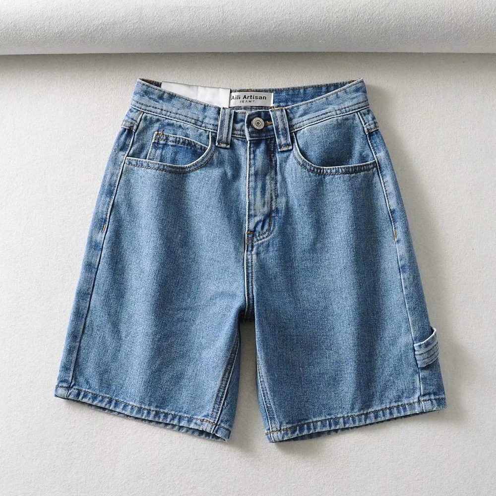 High Waist pant, Fashionable Tooling, Denim Pants - Denim Blue