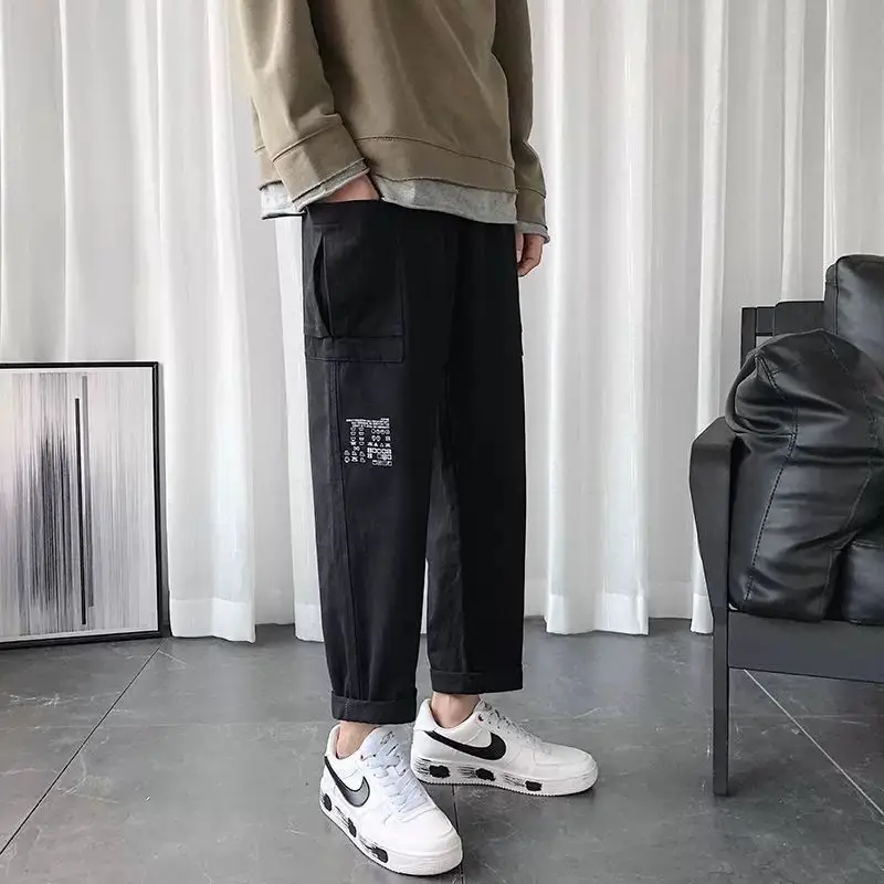 Men's Korean Style Trendy Brand Overalls Trendy Cropped Trousers
