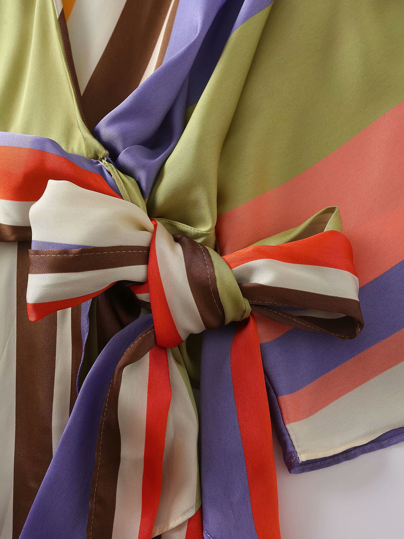 European And American Style V-neck Striped Short-sleeved Jumpsuit