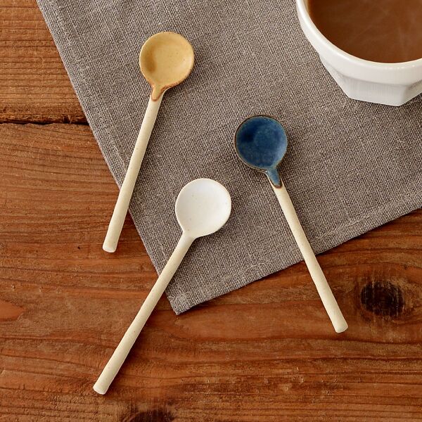 Colored Stoneware Coffee Stirring Spoon Dessert Ice Cream Flavored Yogurt Spoon
