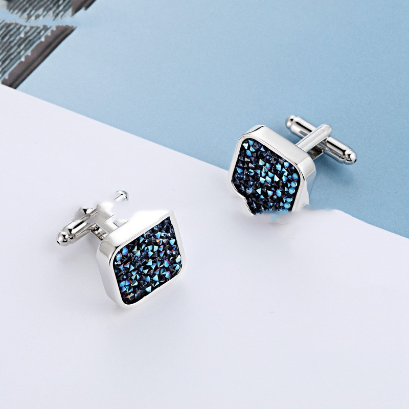 Cufflinks Men's Light Luxury Light Blue Ore Blue Crystal Cufflinks
