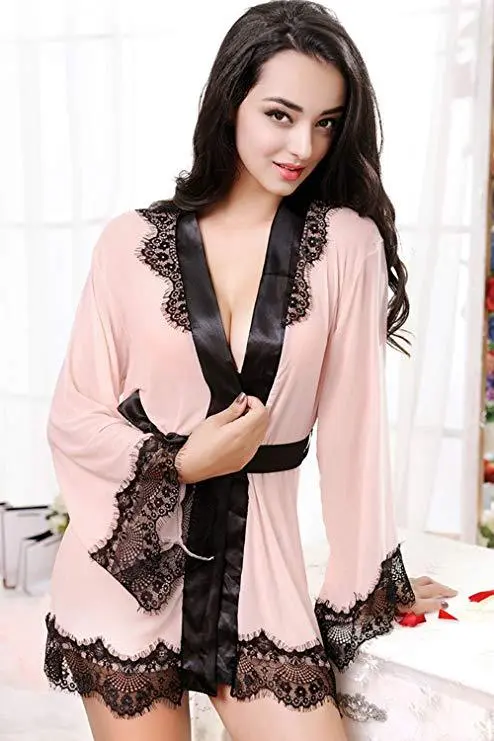 European and American high end bandage pajamas set see through sexy pajamas Pink - Shop at LoveMi