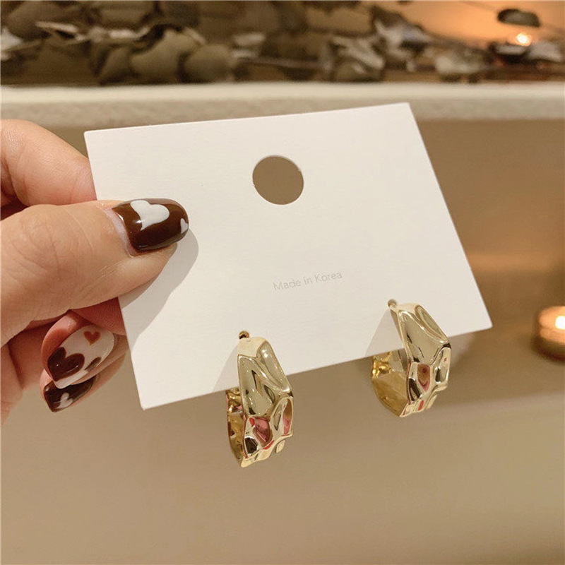 Korean Version Of Simple Irregular Metal Geometric Earrings