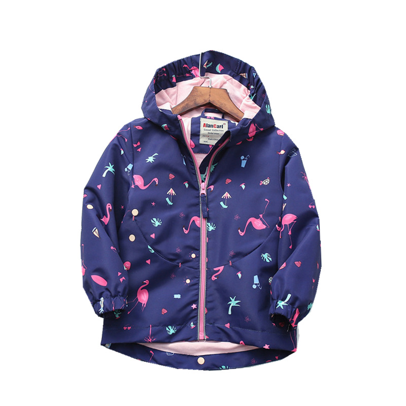 Flamingo Print Hooded Children's Jacket
