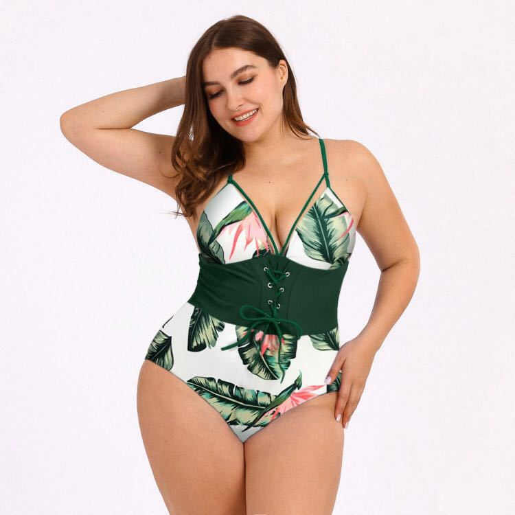 Title 5, Biquíni plus size feminino com estampa de buquê...