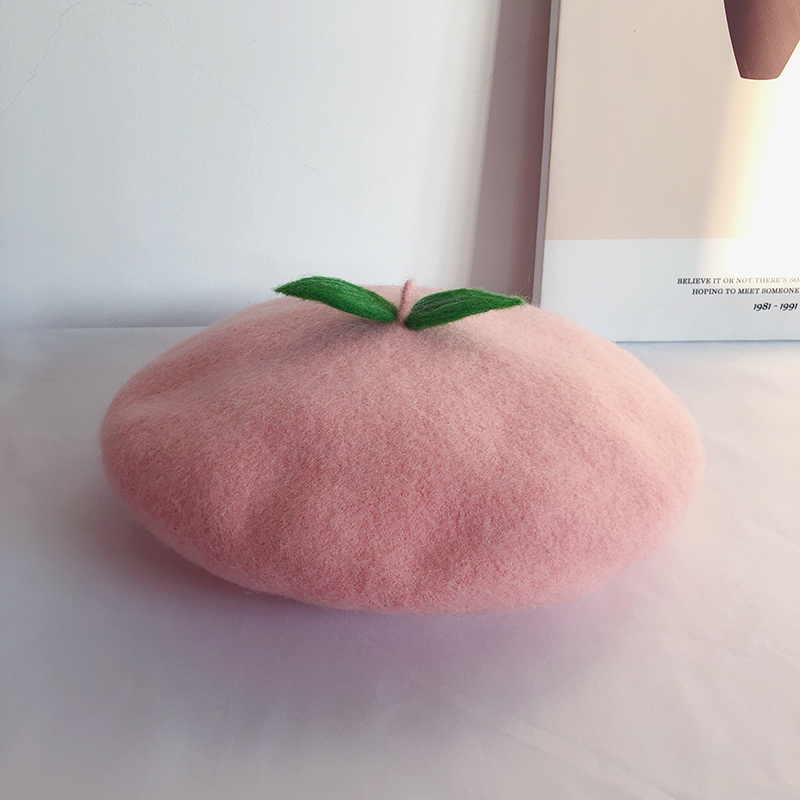 Title 4, Handmade Wool Felt Peach Leaf Beret