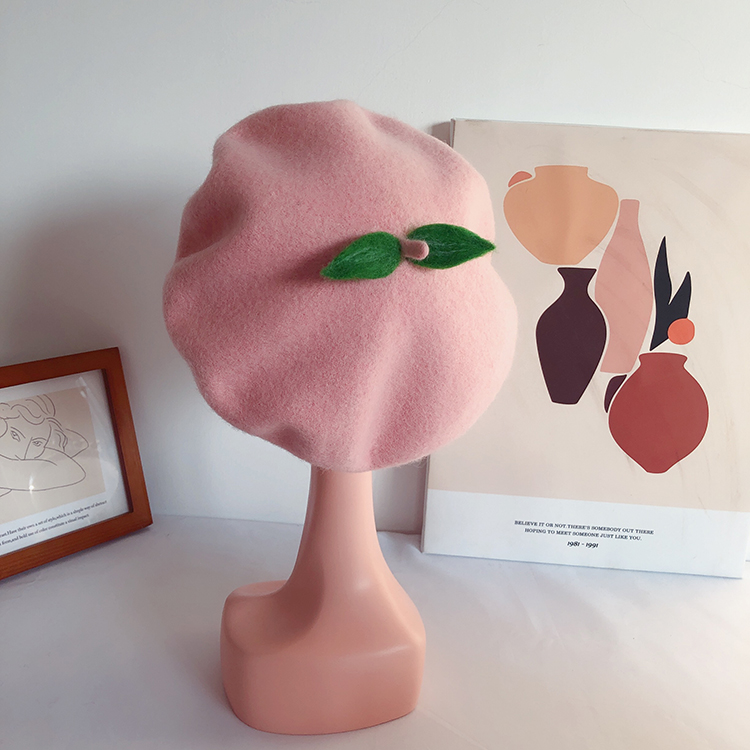 Title 6, Handmade Wool Felt Peach Leaf Beret