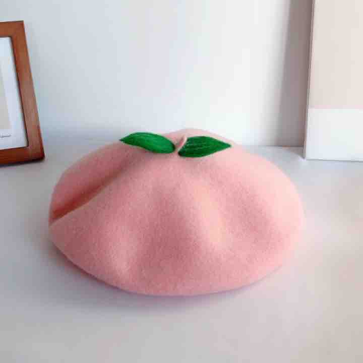 Title 1, Handmade Wool Felt Peach Leaf Beret