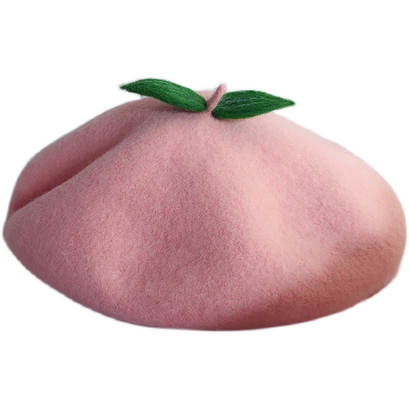 Title 2, Handmade Wool Felt Peach Leaf Beret