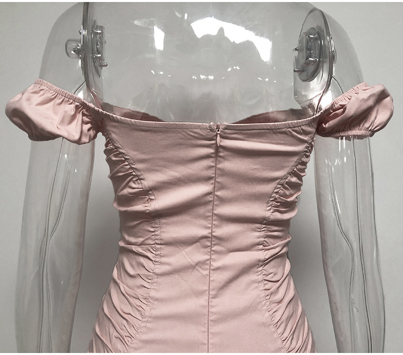 Women's Off-Shoulder Pleated Lace-Up Hip Dress