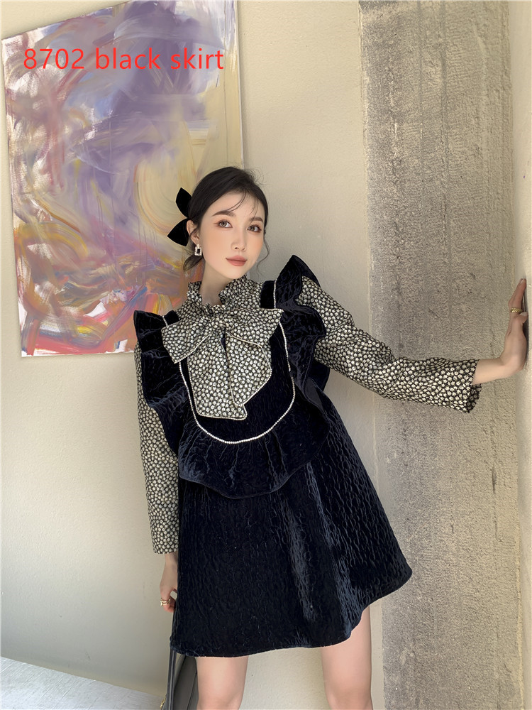 Half-High Neck Bowknot Decorated Puff Sleeve Long-Sleeved Waist Top Shirt