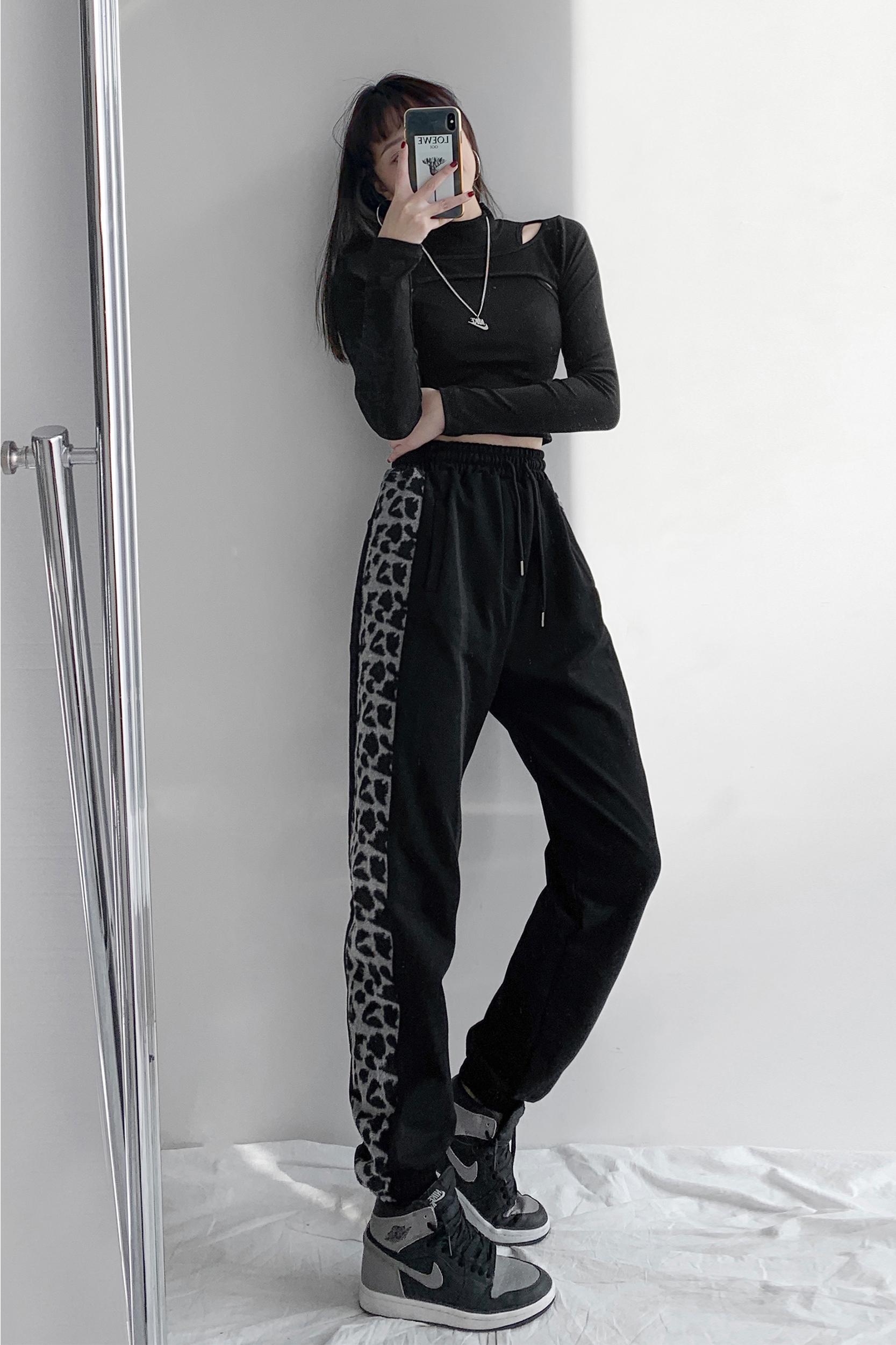 Title 5, Leopard Print Track Pants With Elasticated Wais...