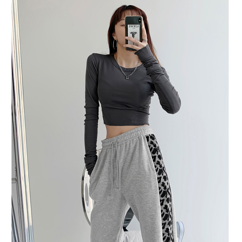 Leopard Print Track Pants With Elasticated Waist Drawstring