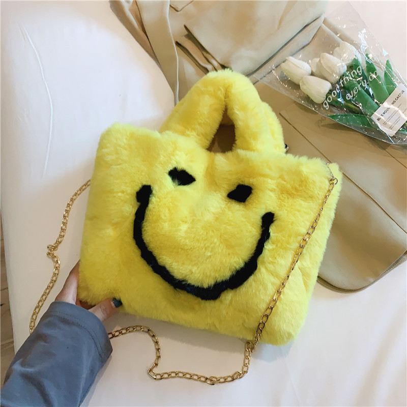 Title 4, Korean Face Plush Chain Tote Bag, a stylish and...