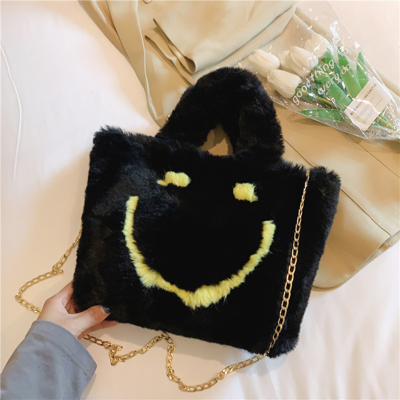 Title 1, Korean Face Plush Chain Tote Bag