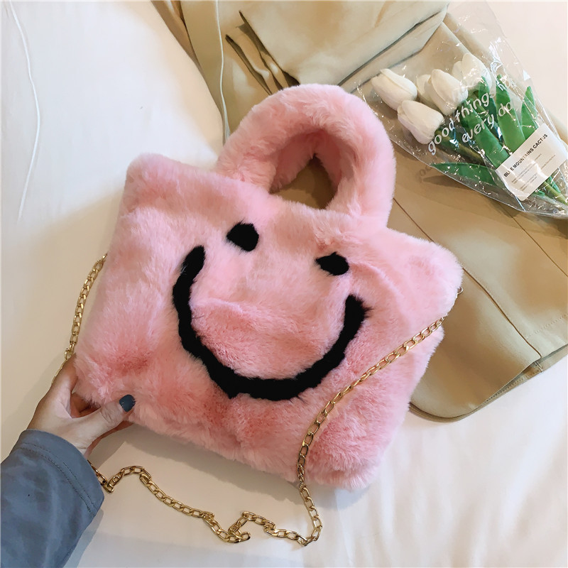 Title 3, Korean Face Plush Chain Tote Bag