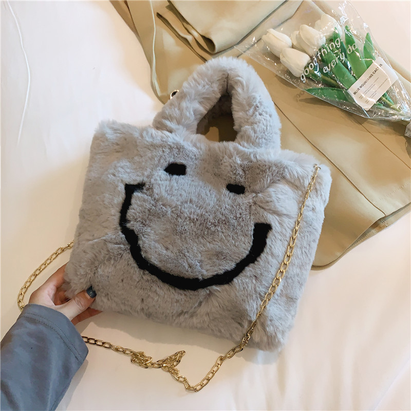 Title 5, Korean Face Plush Chain Tote Bag