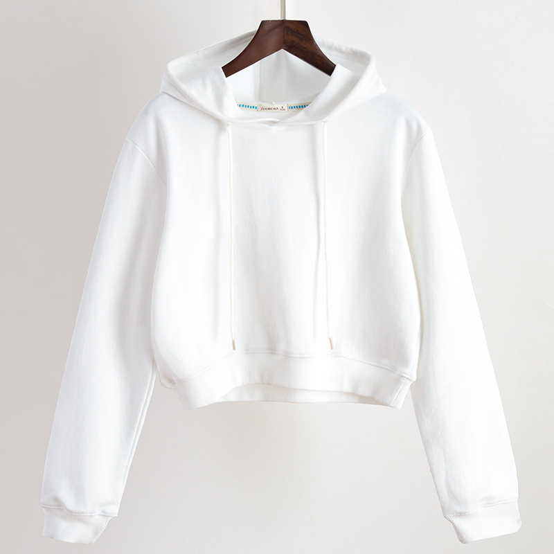 Title 1, High Waist Short White Hoodie Women