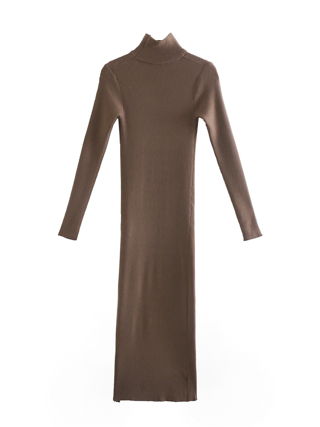 Spring Cross-border Women's Ribbed Knit Long-sleeved Dress