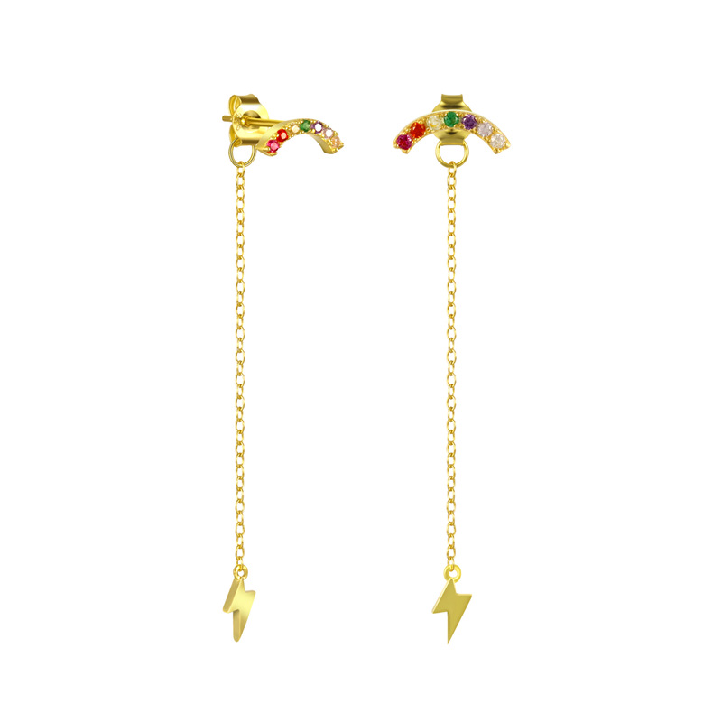 Colorful Diamond Rainbow Tassel Lightning Earstring