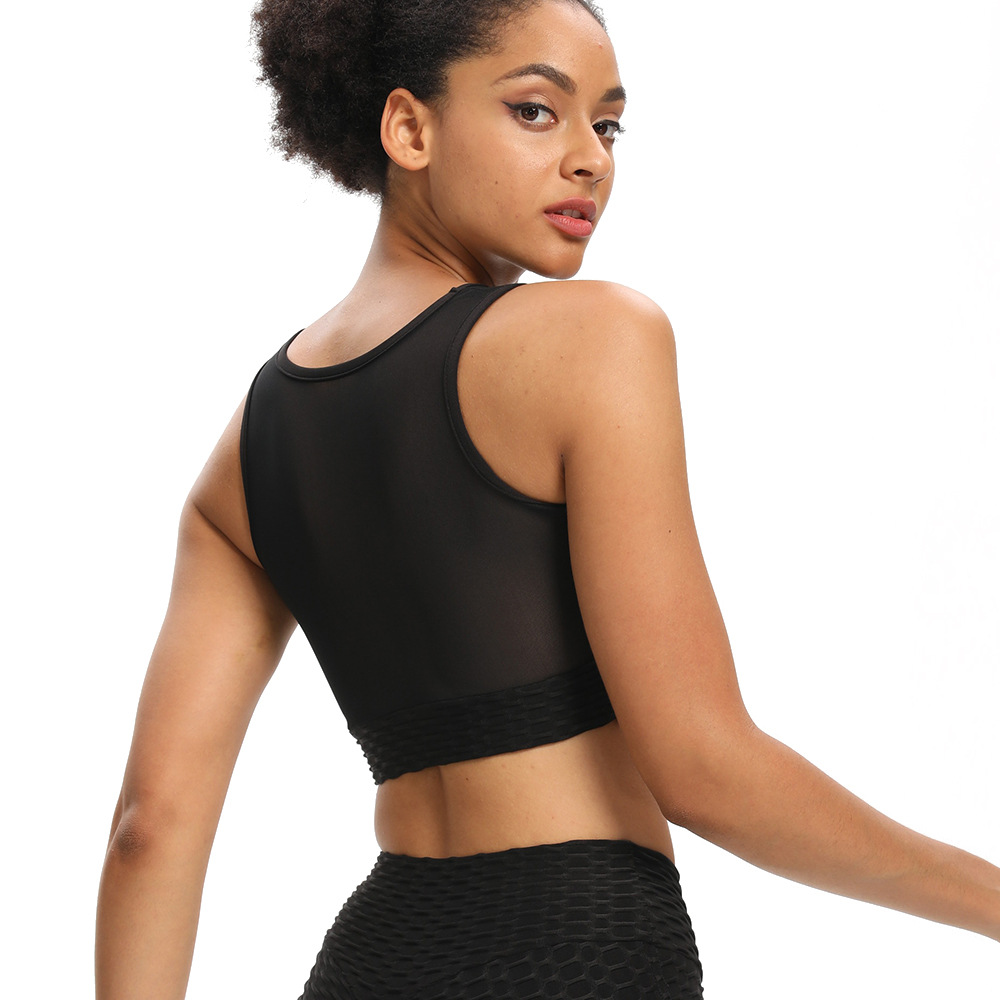 Title 3, Mesh Jacquard Sexy Beauty Back Gathered Yoga Vest