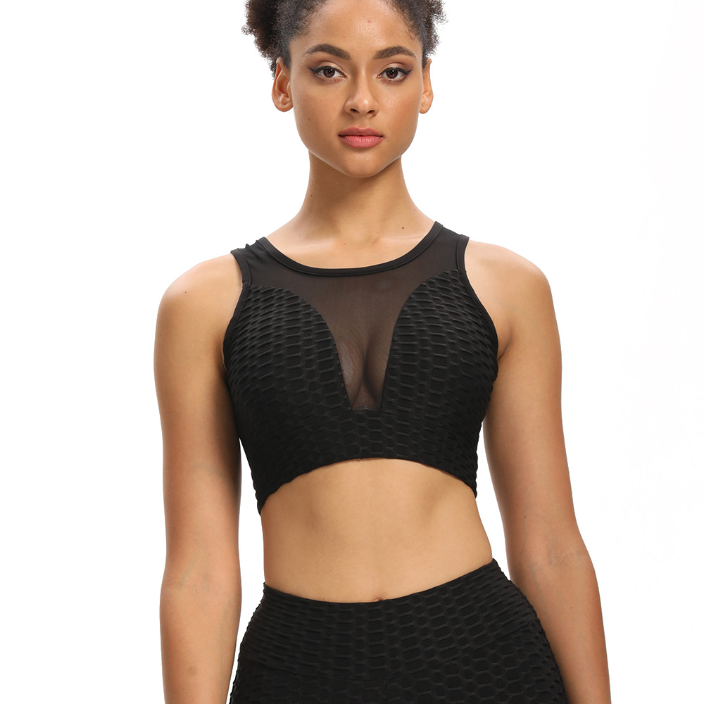 Title 7, Mesh Jacquard Sexy Beauty Back Gathered Yoga Vest