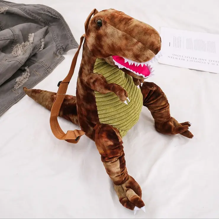 Creative 3D Dinosaur Backpack for Children Cartoon Animal Plush Dinosaurs Bag Cute Funny Parent-child Bags for Girl Boys